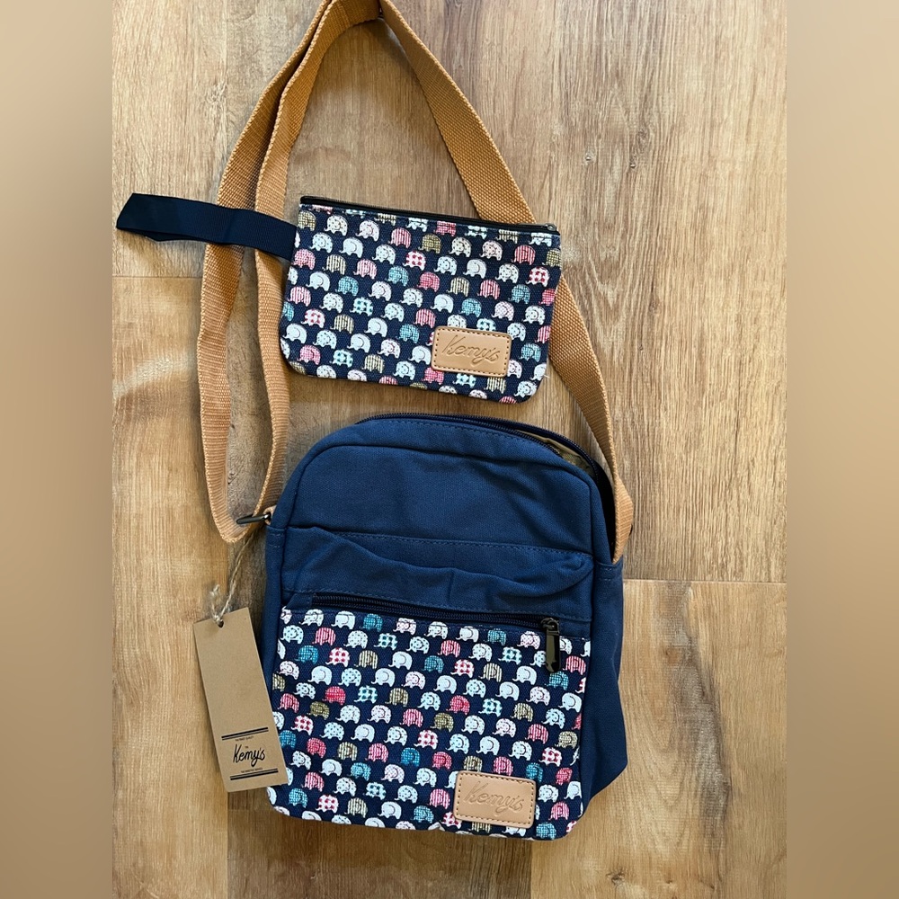NWT Kemys Navy with elephants crossbody purse bag